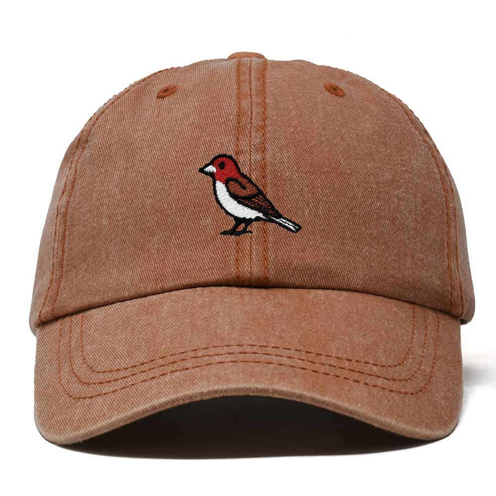 Dalix Purple Finch New Hampshire Embroidered Bird Cotton Baseball Cap Dad Hat Mens Womens Outdoor Summer in Washed Orange