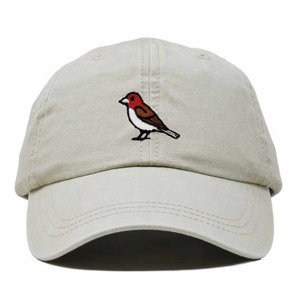 Dalix Purple Finch New Hampshire Embroidered Bird Cotton Baseball Cap Dad Hat Mens Womens Outdoor Summer in Washed Stone White