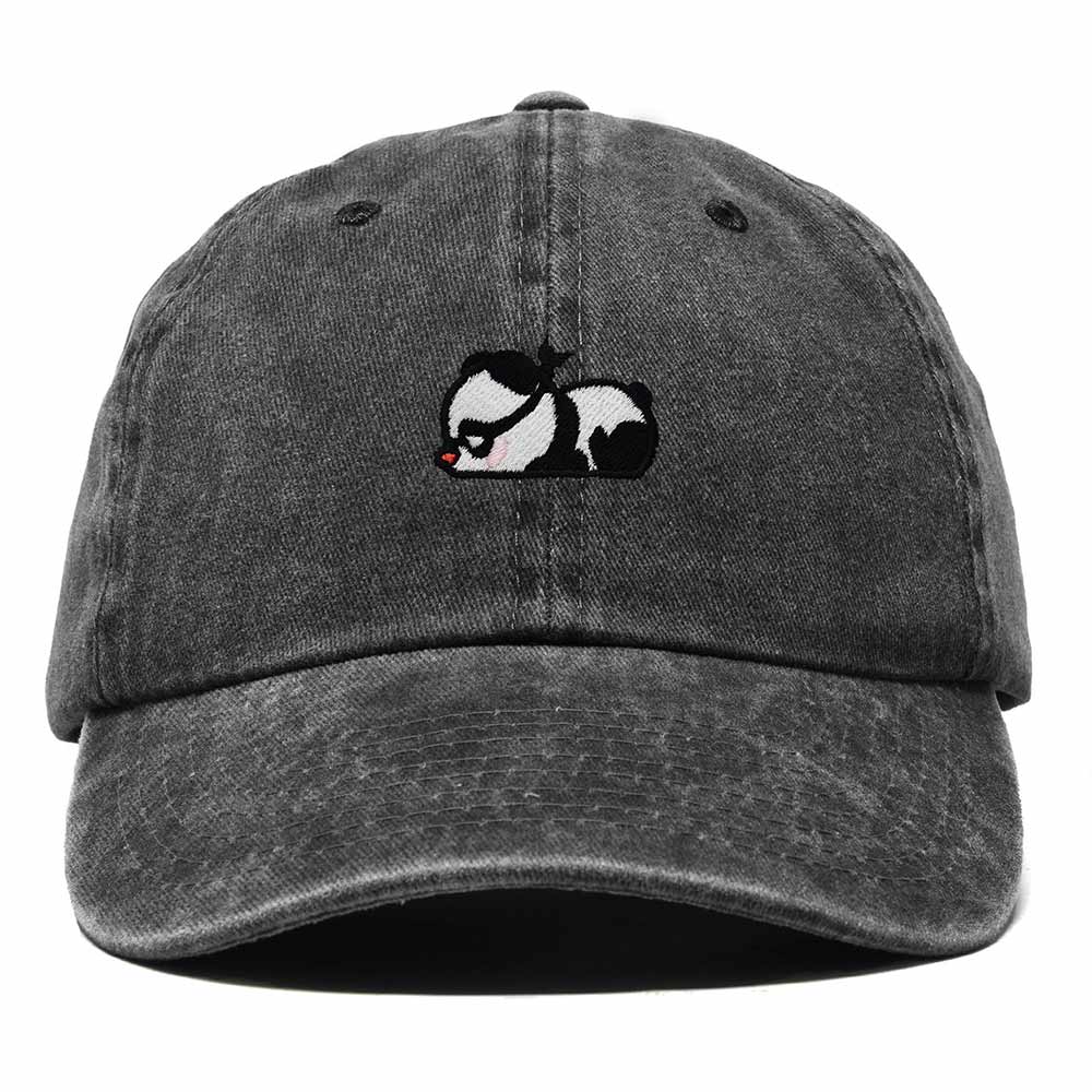 Dalix Pandit Panda Embroidered Cotton Outdoor Baseball Cap Dad Hat Mens in Washed Black