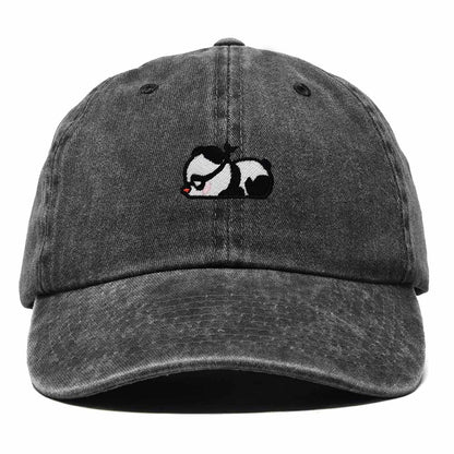 Dalix Pandit Panda Embroidered Cotton Outdoor Baseball Cap Dad Hat Mens in Washed Black