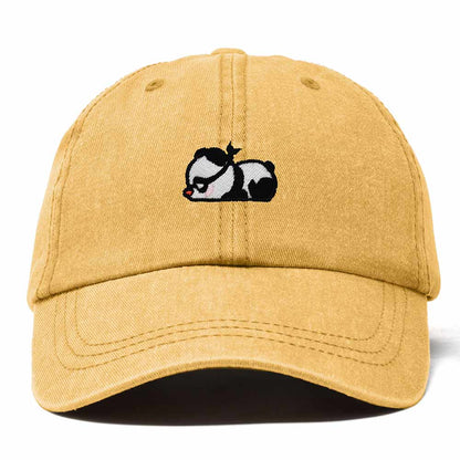 Dalix Pandit Panda Embroidered Cotton Outdoor Baseball Cap Dad Hat Mens in Washed Gold