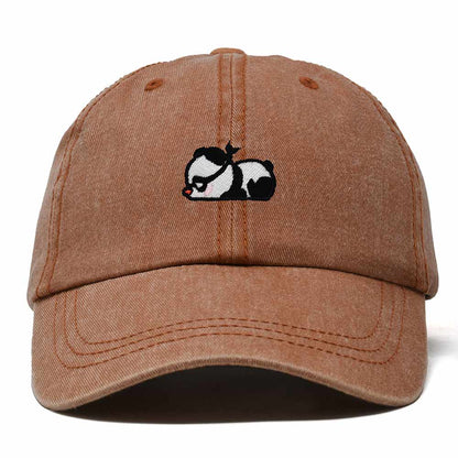 Dalix Pandit Panda Embroidered Cotton Outdoor Baseball Cap Dad Hat Mens in Washed Orange
