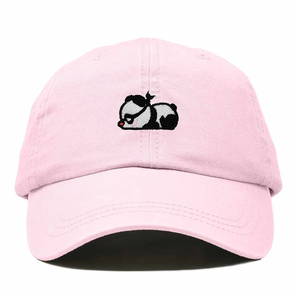 Dalix Pandit Panda Embroidered Cotton Outdoor Baseball Cap Dad Hat Mens in Washed Pink