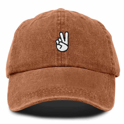 Dalix Peace Sign Embroidered V Cotton Dad Hat Baseball Cap Adjustable Mens in Orange