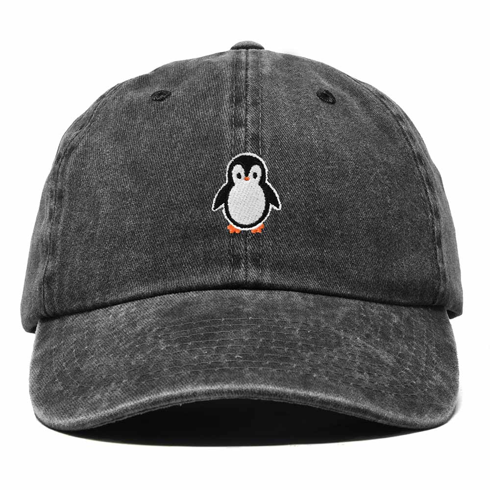 Dalix Little Penguin Embroidered Cotton Baseball Cap Dad Hat Womens Outdoor Casual in Washed Black