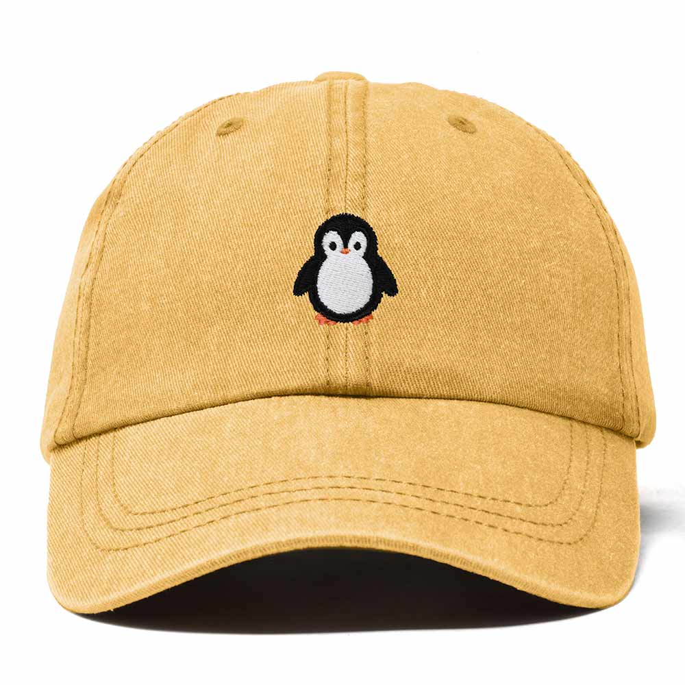 Dalix Little Penguin Embroidered Cotton Baseball Cap Dad Hat Womens Outdoor Casual in Washed Gold