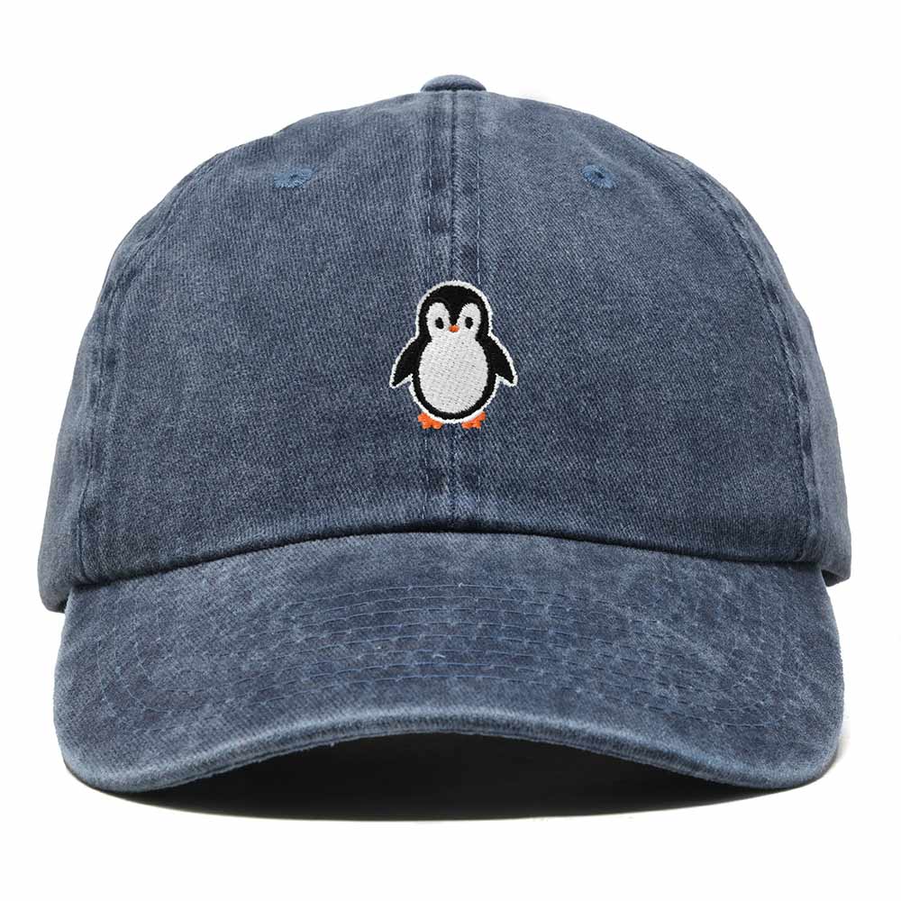 Dalix Little Penguin Embroidered Cotton Baseball Cap Dad Hat Womens Outdoor Casual in Washed Navy Blue