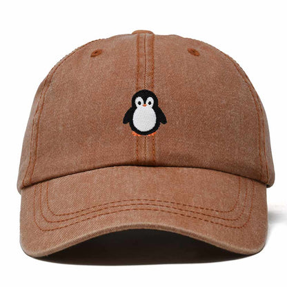 Dalix Little Penguin Embroidered Cotton Baseball Cap Dad Hat Womens Outdoor Casual in Washed Orange