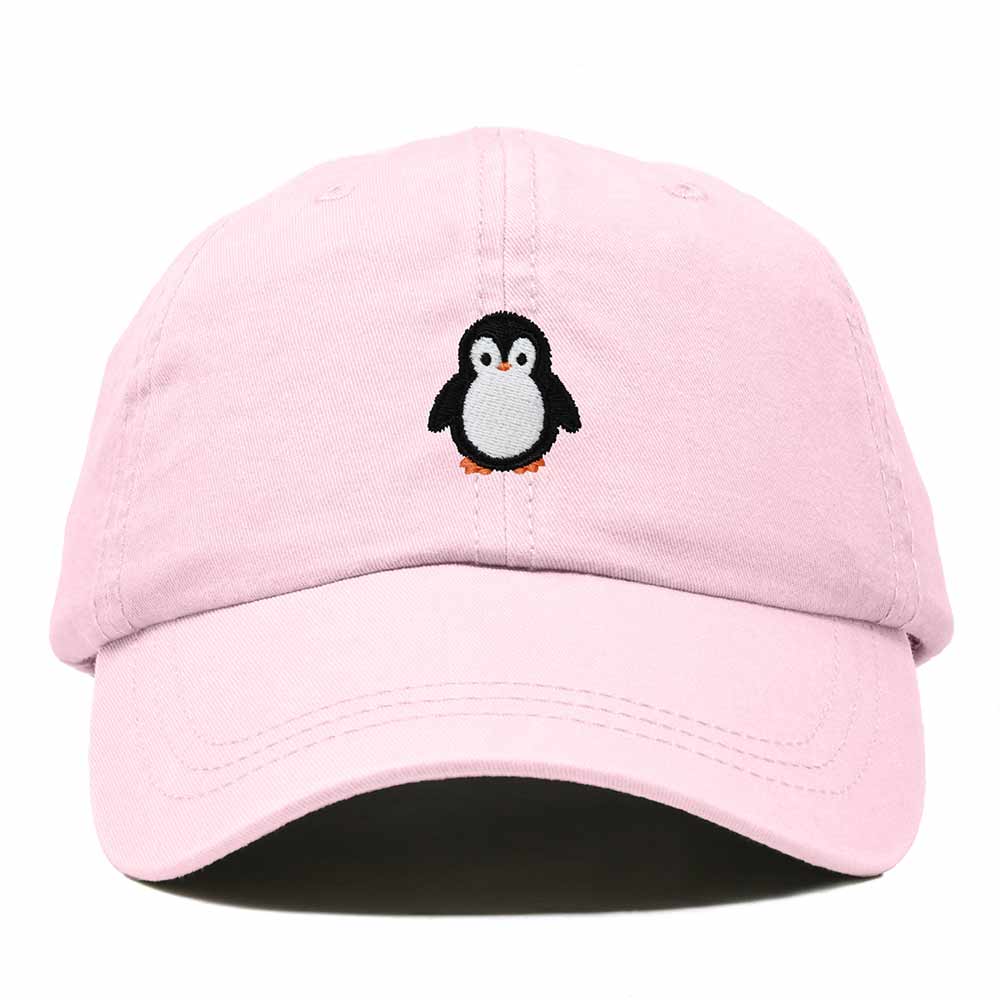 Dalix Little Penguin Embroidered Cotton Baseball Cap Dad Hat Womens Outdoor Casual in Washed Pink