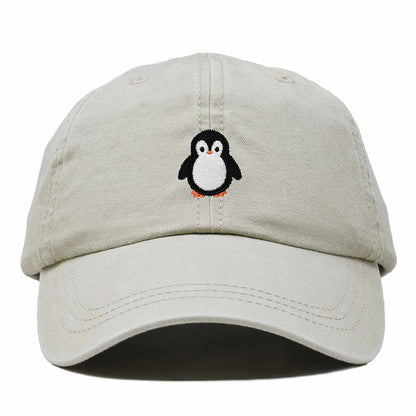 Dalix Little Penguin Embroidered Cotton Baseball Cap Dad Hat Womens Outdoor Casual in Washed Stone White