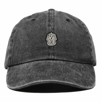 Dalix Pharaoh Embroidered Adjustable Cotton Twill Dad Hat for Men in Washed Black