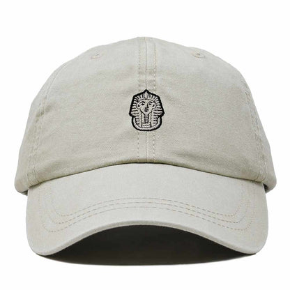 Dalix Pharaoh Embroidered Adjustable Cotton Twill Dad Hat for Men in Washed Stone White