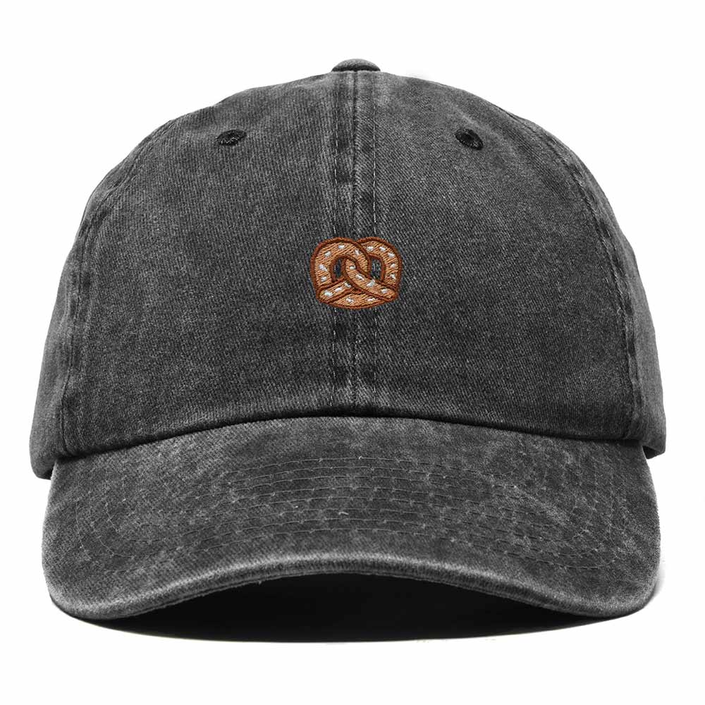 Dalix Pretzel Embroidered Dad Cap Adjustable Cotton Twill Baseball Hat Casual Relaxed Low Profile Cap Womens in Washed Black