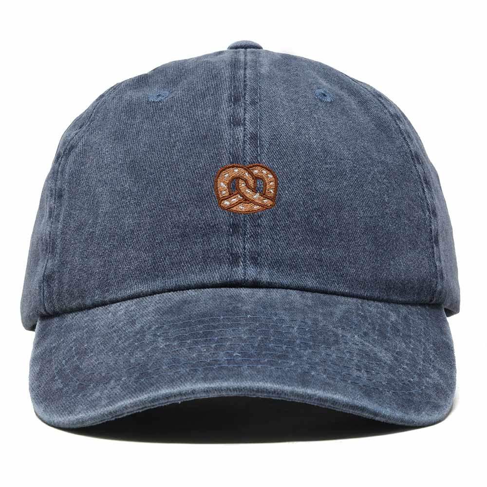 Dalix Pretzel Embroidered Dad Cap Adjustable Cotton Twill Baseball Hat Casual Relaxed Low Profile Cap Womens in Washed Navy Blue