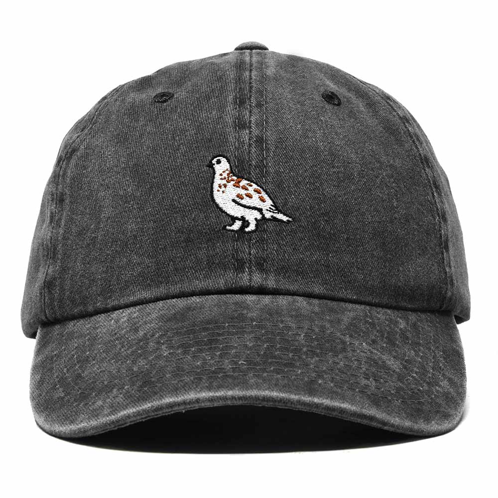 Dalix Willow Ptarmigan Alaska Embroidered Bird Cotton Baseball Cap Dad Hat Mens Womens Outdoor Summer in Washed Black