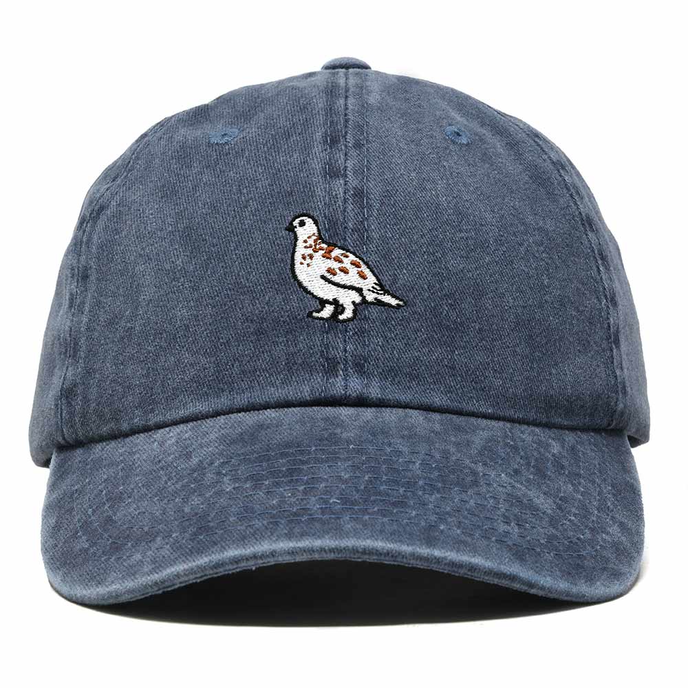 Dalix Willow Ptarmigan Alaska Embroidered Bird Cotton Baseball Cap Dad Hat Mens Womens Outdoor Summer in Washed Navy Blue