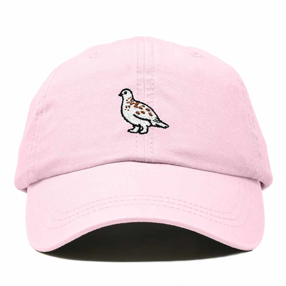 Dalix Willow Ptarmigan Alaska Embroidered Bird Cotton Baseball Cap Dad Hat Mens Womens Outdoor Summer in Washed Pink