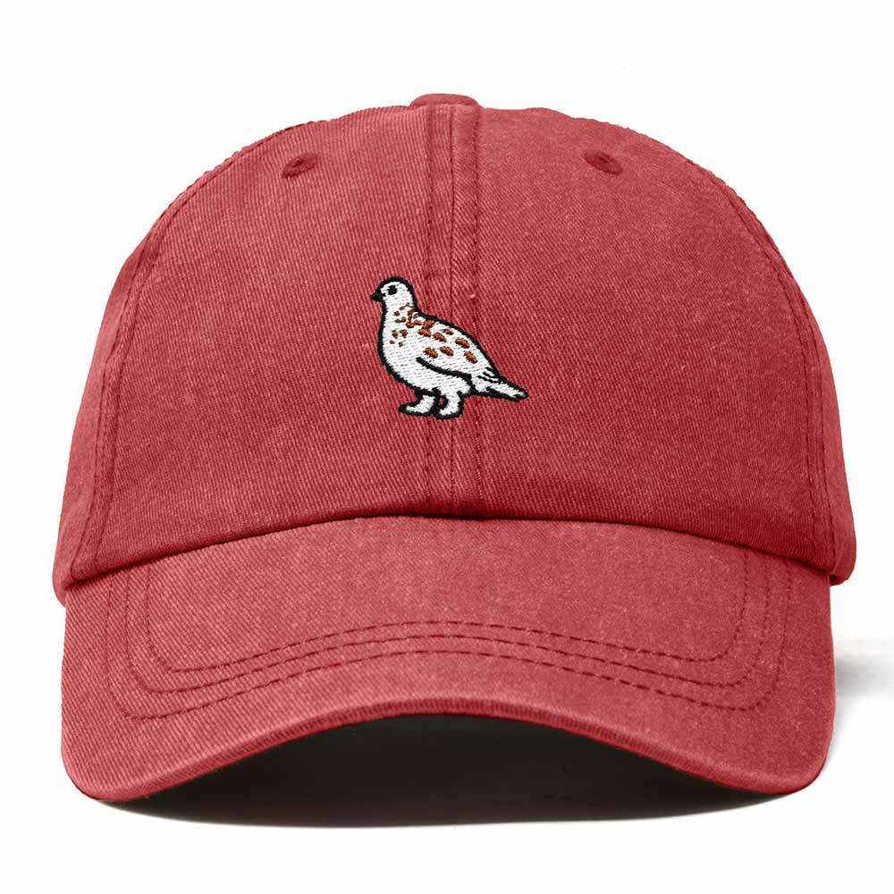 Dalix Willow Ptarmigan Alaska Embroidered Bird Cotton Baseball Cap Dad Hat Mens Womens Outdoor Summer in Washed Red