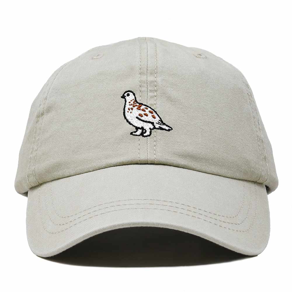 Dalix Willow Ptarmigan Alaska Embroidered Bird Cotton Baseball Cap Dad Hat Mens Womens Outdoor Summer in Washed Stone White