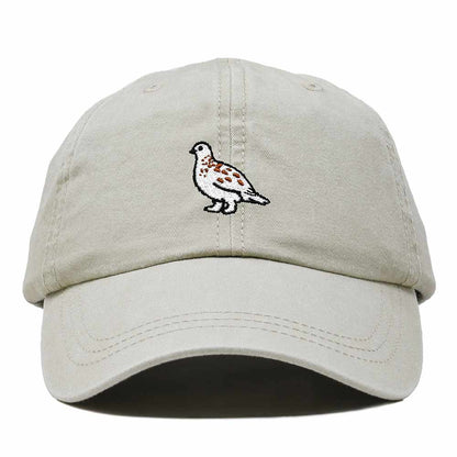 Dalix Willow Ptarmigan Alaska Embroidered Bird Cotton Baseball Cap Dad Hat Mens Womens Outdoor Summer in Washed Stone White