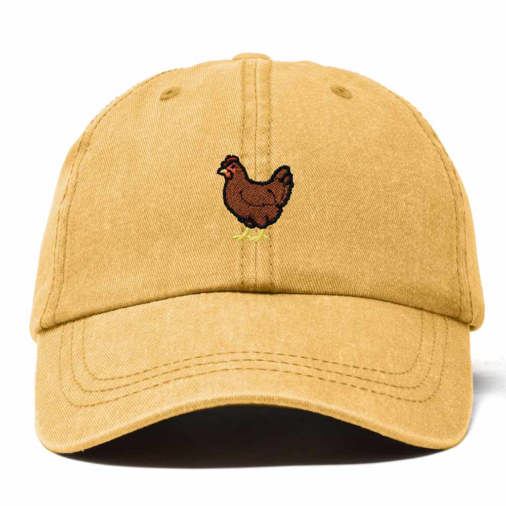 Dalix Rhode Island Red Embroidered Bird Cotton Baseball Cap Dad Hat Mens Womens Outdoor Summer in Washed Gold