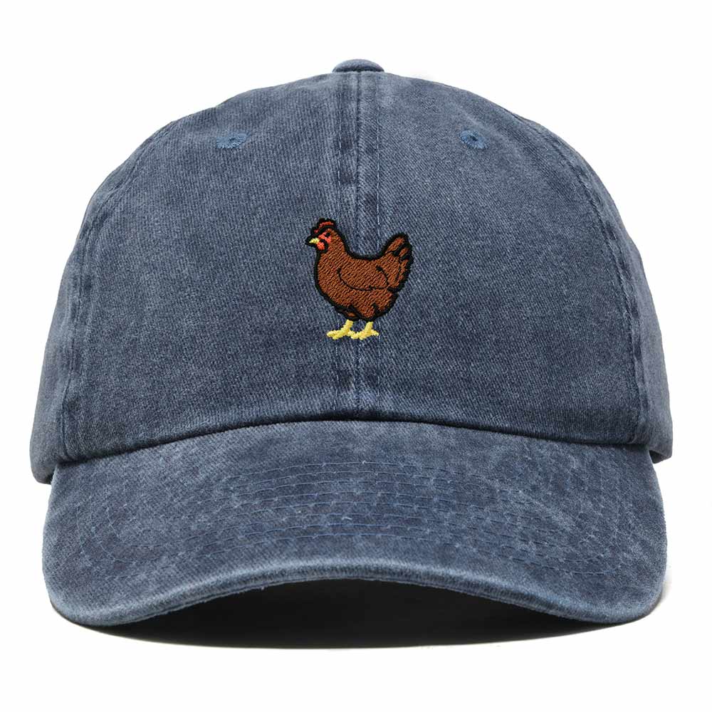 Dalix Rhode Island Red Embroidered Bird Cotton Baseball Cap Dad Hat Mens Womens Outdoor Summer in Washed Navy Blue