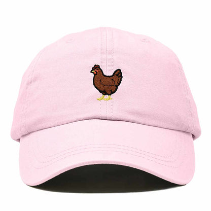 Dalix Rhode Island Red Embroidered Bird Cotton Baseball Cap Dad Hat Mens Womens Outdoor Summer in Washed Pink
