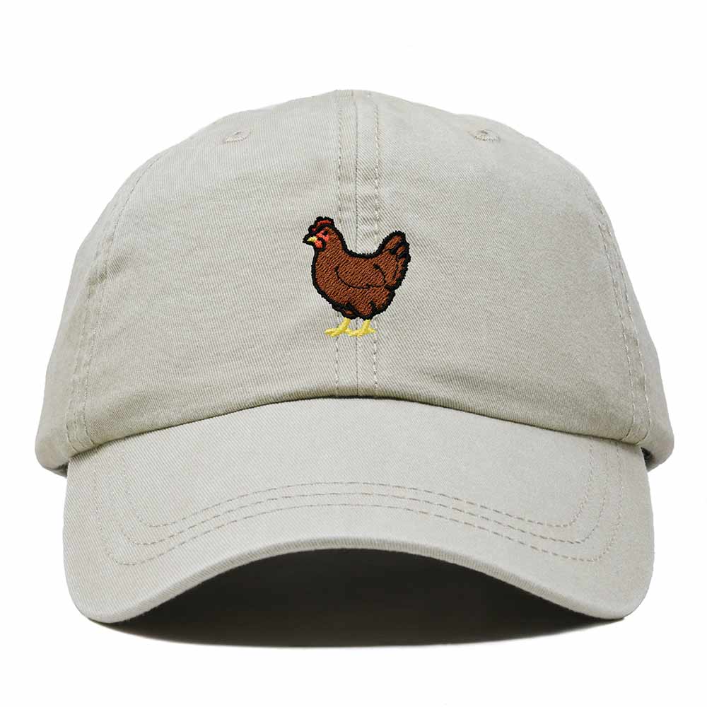 Dalix Rhode Island Red Embroidered Bird Cotton Baseball Cap Dad Hat Mens Womens Outdoor Summer in Washed Stone White