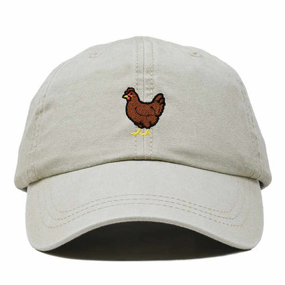 Dalix Rhode Island Red Embroidered Bird Cotton Baseball Cap Dad Hat Mens Womens Outdoor Summer in Washed Stone White