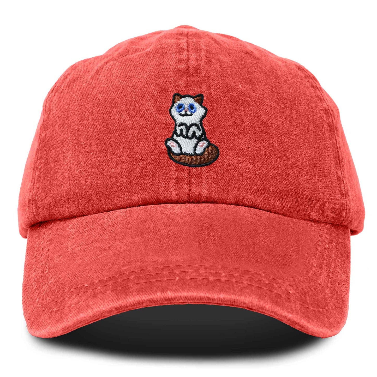Dalix Ragdoll Cat Embroidered Cotton Dad Hat Cute Cat Lover Adjustable Baseball Cap for Everyday Style Womens in Red