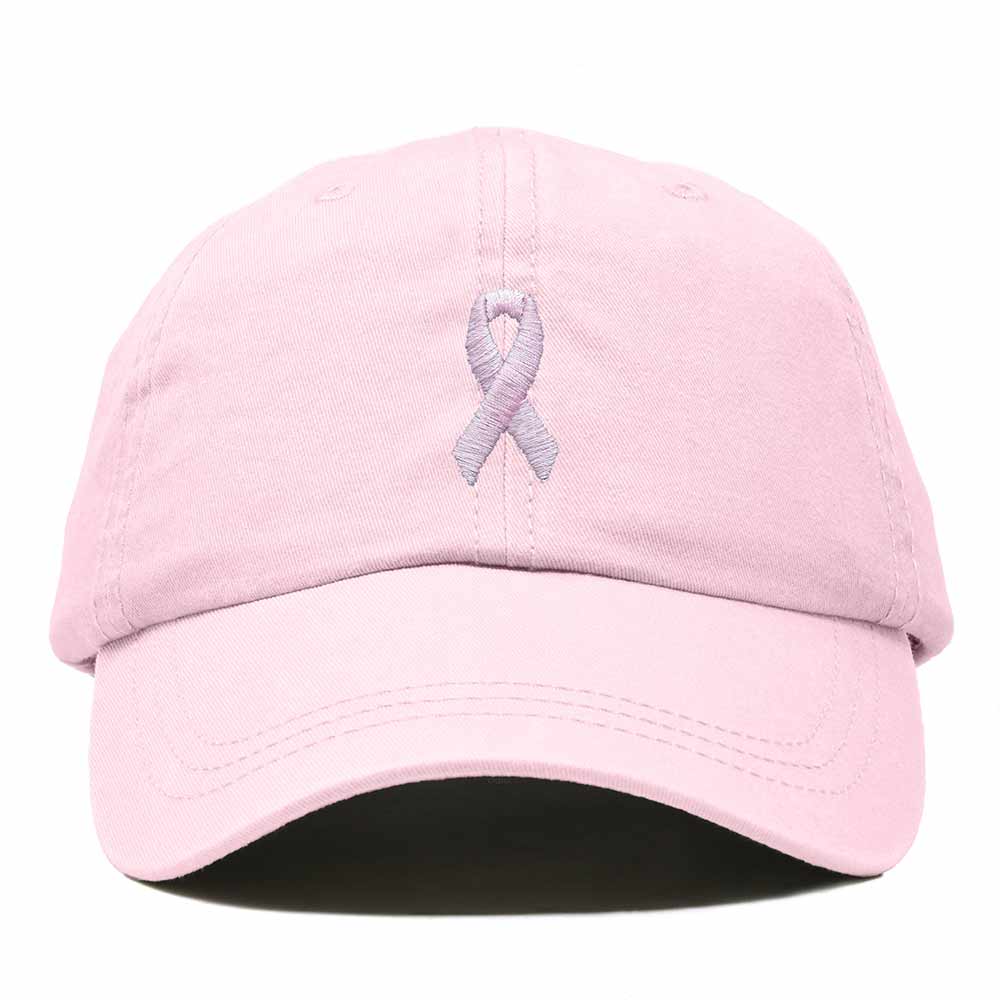 Dalix Pink Ribbon Dad Hat Breast Cancer Awareness Adjustable Cotton Baseball Cap Unstructured Low Profile Cap Womens in Washed Pink