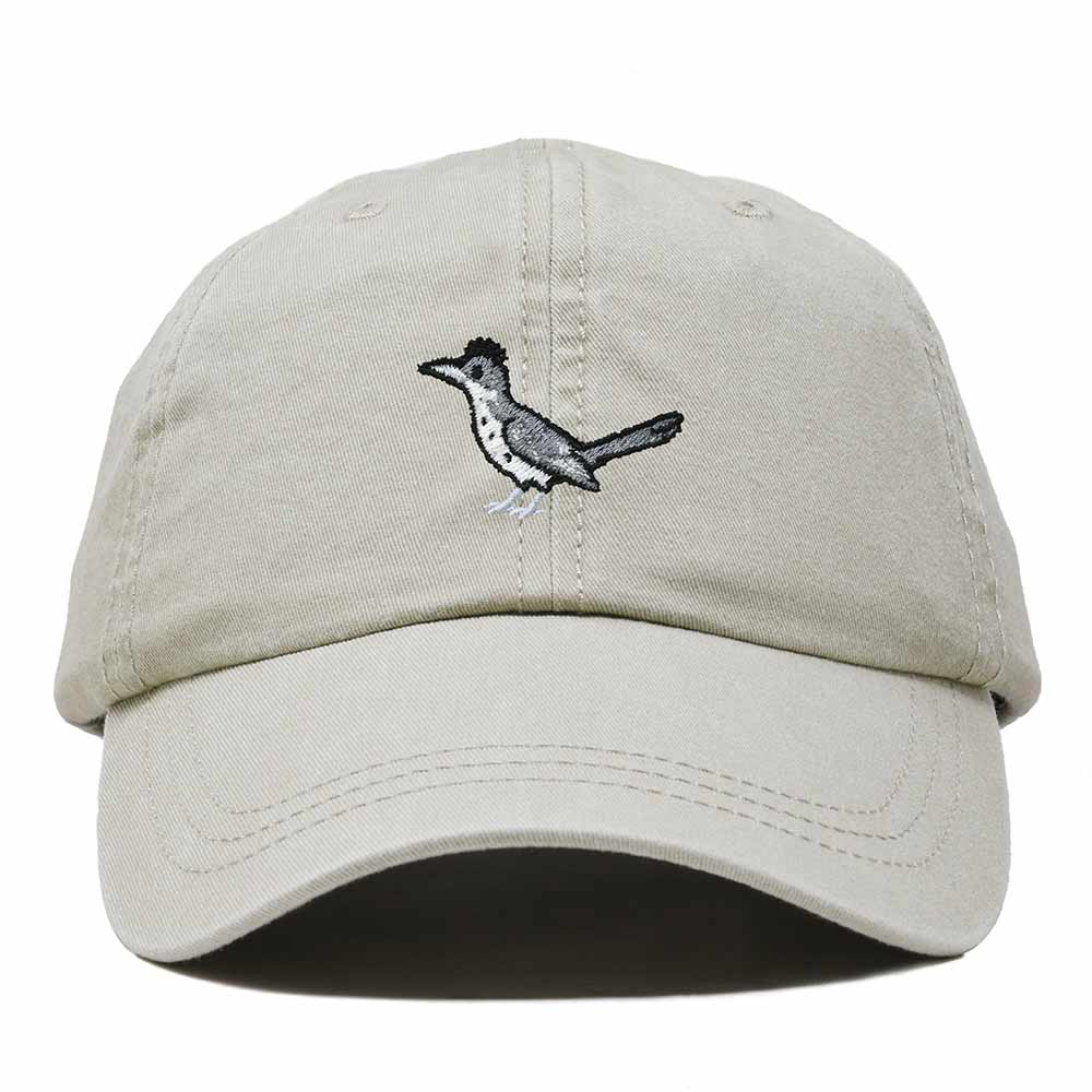 Dalix Greater Roadrunner New Mexico Embroidered Bird Cotton Baseball Cap Dad Hat Mens Womens Outdoor Summer in Washed Stone White