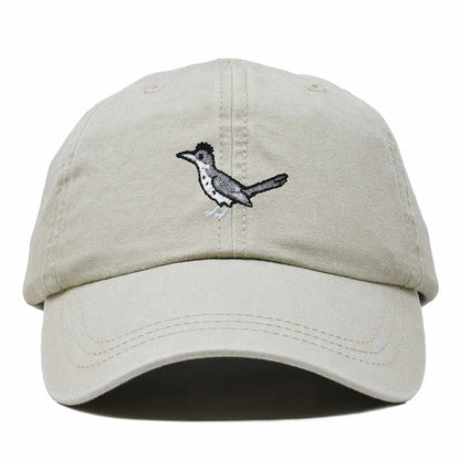 Dalix Greater Roadrunner New Mexico Embroidered Bird Cotton Baseball Cap Dad Hat Mens Womens Outdoor Summer in Washed Stone White