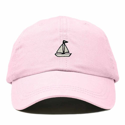 Dalix Sailboat Embroidered Adjustable Cotton Twill Nautical Dad Hat for Men in Washed Pink