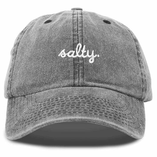 Dalix Salty Embroidered Cotton Beach Baseball Cap Adjustable Dad Hat Womens in Black