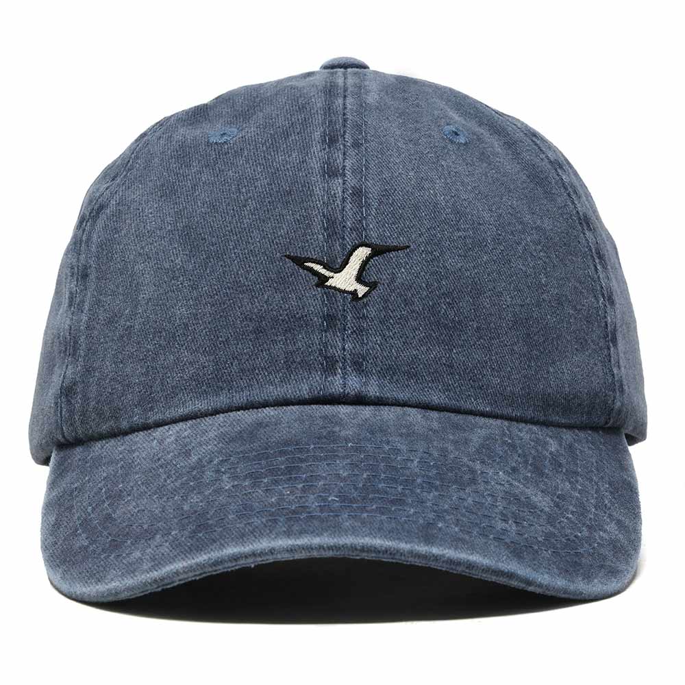 Dalix Seagull Bird Embroidered Dad Hat Adjustable Cotton Twill Baseball Cap Cute Casual for Women in Washed Navy Blue