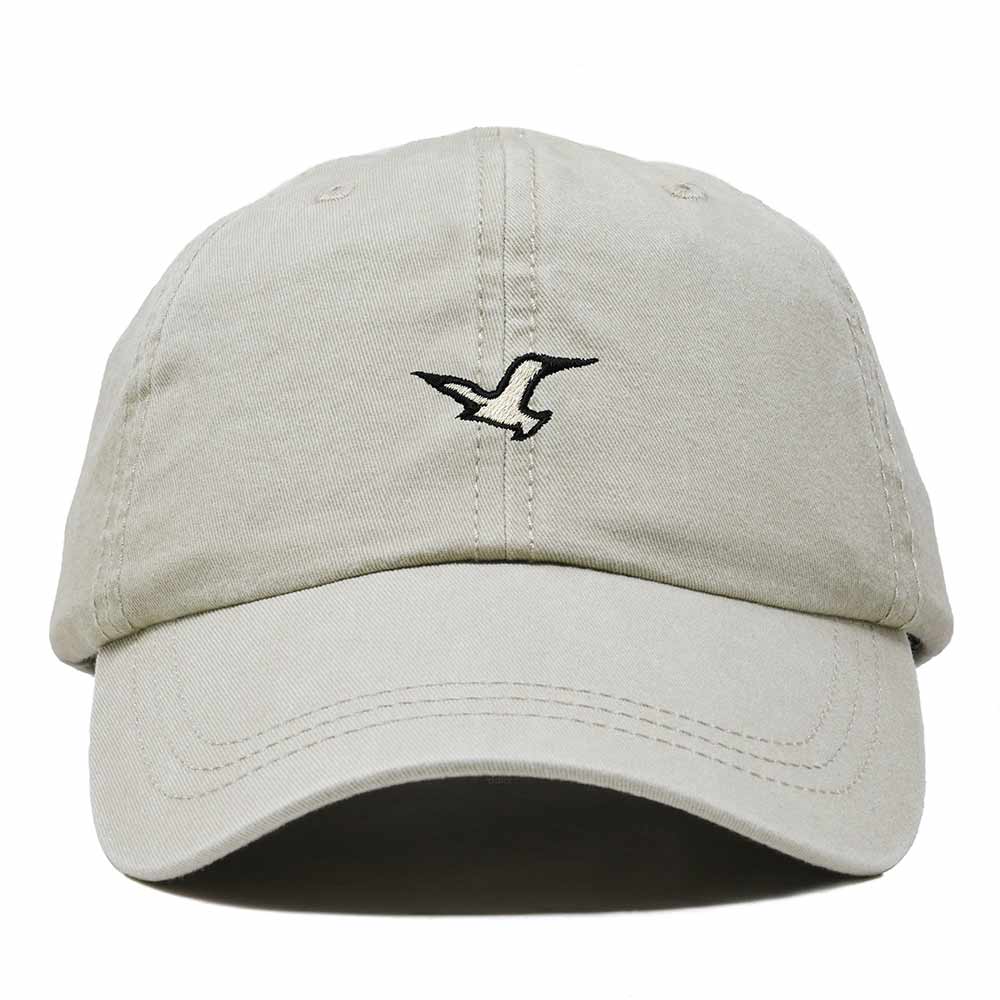 Dalix Seagull Bird Embroidered Dad Hat Adjustable Cotton Twill Baseball Cap Cute Casual for Women in Washed Stone White
