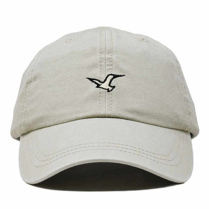 Dalix Seagull Bird Embroidered Dad Hat Adjustable Cotton Twill Baseball Cap Cute Casual for Women in Washed Stone White