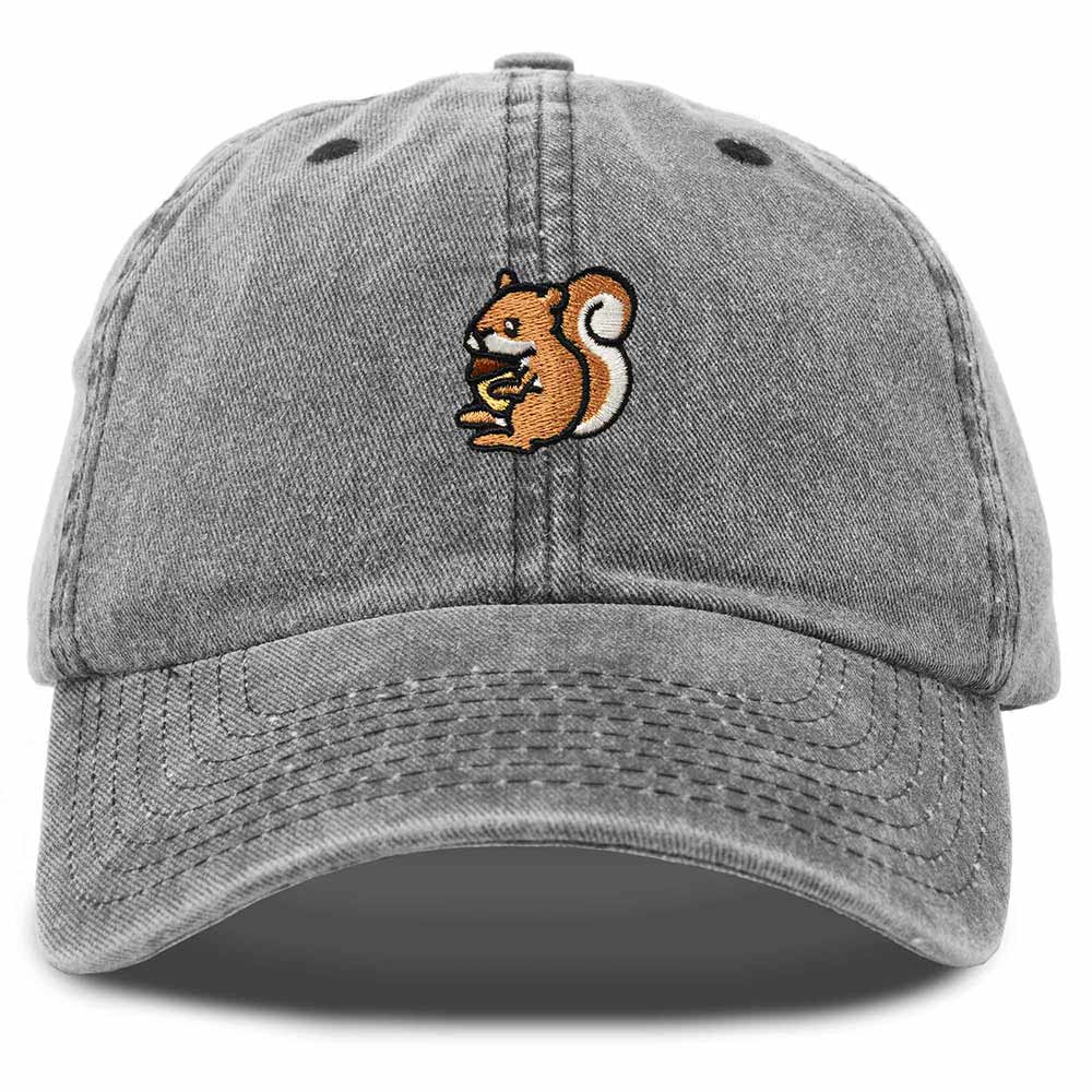 Dalix Squirrel Embroidered Cotton Dad Hat Casual Adjustable Baseball Cap for Nature and Animal Lovers Womens in Black