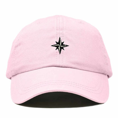Dalix Star Embroidered Adjustable Cotton Twill Nautical Dad Hat for Men in Washed Pink