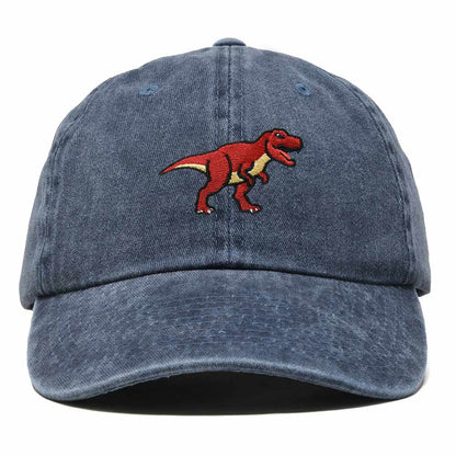 Dalix T Rex Embroidered Tyrannosaurus Dinosaur Cotton Summer Outdoor Baseball Cap Dad Hat Mens in Washed Navy Blue