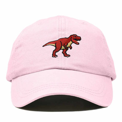Dalix T Rex Embroidered Tyrannosaurus Dinosaur Cotton Summer Outdoor Baseball Cap Dad Hat Mens in Washed Pink