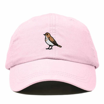 Dalix Hermit Thrush Vermont Embroidered Bird Cotton Baseball Cap Dad Hat Mens Womens Outdoor Summer in Washed Pink