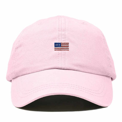Dalix USA Flag Embroidered Dad Hat Adjustable Cotton Baseball Cap Unstructured Low Profile Everyday Americana Hat in Washed Pink