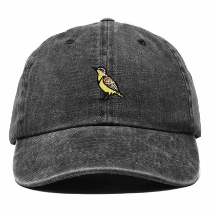 Dalix Western Meadowlark Kansas Embroidered Bird Cotton Baseball Cap Dad Hat Mens Womens Outdoor Summer in Washed Black