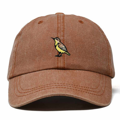 Dalix Western Meadowlark Kansas Embroidered Bird Cotton Baseball Cap Dad Hat Mens Womens Outdoor Summer in Washed Orange
