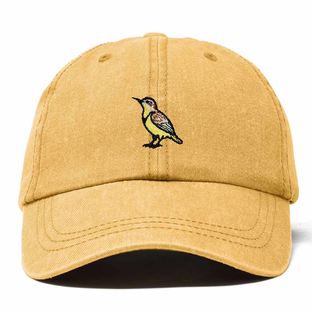 Dalix Western Meadowlark Montana Embroidered Bird Cotton Baseball Cap Dad Hat Mens Womens Outdoor Summer in Washed Gold
