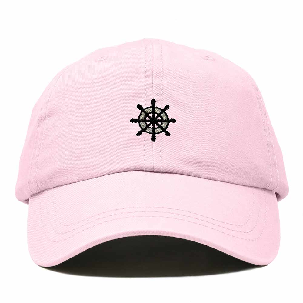 Dalix Ship Wheel Embroidered Dad Hat Adjustable Cotton Twill Baseball Cap Casual for Men in Washed Pink