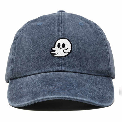 Dalix Whisper Ghost Embroidered Cotton Outdoor Baseball Cap Dad Hat Mens in Washed Navy Blue