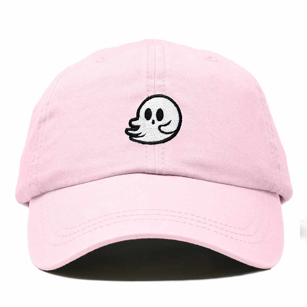Dalix Whisper Ghost Embroidered Cotton Outdoor Baseball Cap Dad Hat Mens in Washed Pink